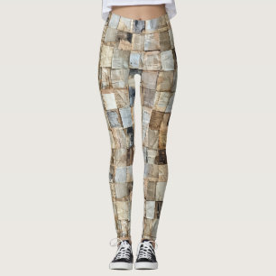 Rustieke krant Patchwork Collage (11) Leggings