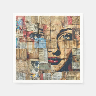 Rustieke krant Patchwork Collage (11) Servet