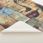 Rustieke krant Patchwork Collage (11) Sherpa Deken (3/4)