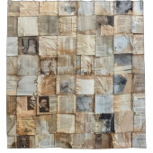 Rustieke  krant Patchwork Collage (12) Douchegordijn (Voorkant)