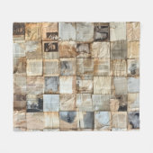 Rustieke krant Patchwork Collage (12) Fleece Deken (Voorkant (Horizontaal))