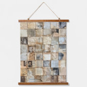 Rustieke  krant Patchwork Collage (12) Hangend Wandkleed (Voorkant)