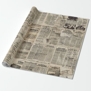 Rustieke  krant Patchwork Collage (1) Cadeaupapier