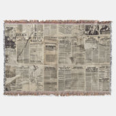 Rustieke  krant Patchwork Collage (1) Deken (Voorkant)