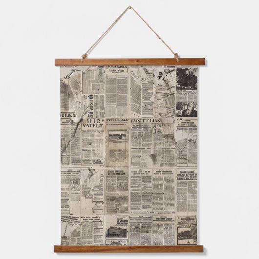 Rustieke krant Patchwork Collage (1) Hangend Wandkleed (Voorkant)