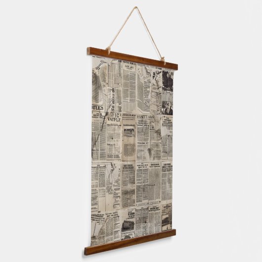 Rustieke krant Patchwork Collage (1) Hangend Wandkleed (Gebogen)