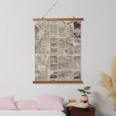 Rustieke  krant Patchwork Collage (1) Hangend Wandkleed (Slaapkamer)