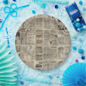 Rustieke  krant Patchwork Collage (1) Papieren Bordje (Feest)