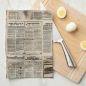 Rustieke krant Patchwork Collage (1) Theedoek (Quarter Fold)