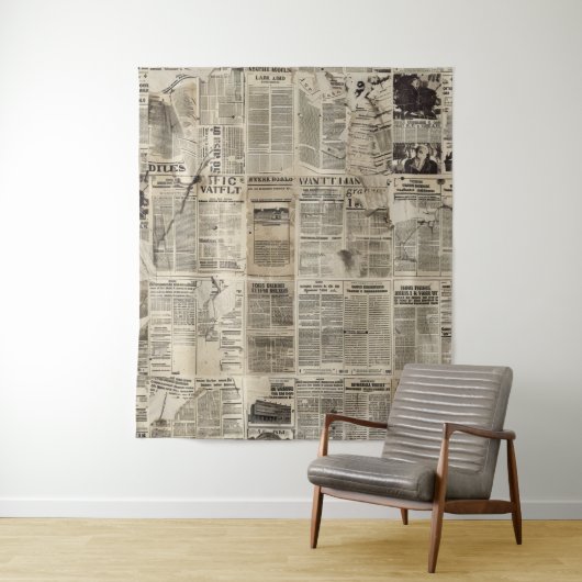 Rustieke krant Patchwork Collage (1) Wandkleed (In situ)