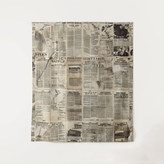 Rustieke  krant Patchwork Collage (1) Wandkleed (Voorkant)
