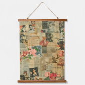 Rustieke krant Patchwork Collage (2) Hangend Wandkleed (Voorkant)