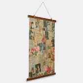Rustieke krant Patchwork Collage (2) Hangend Wandkleed (Gebogen)