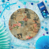 Rustieke krant Patchwork Collage (2) Papieren Bordje (Feest)