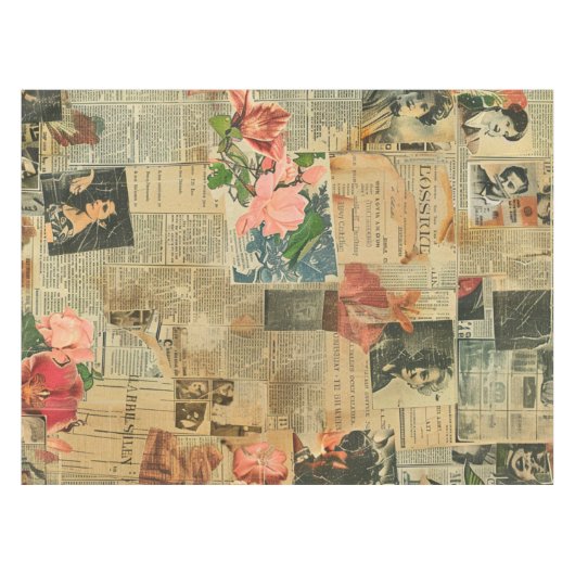 Rustieke  krant Patchwork Collage (2) Tafelkleed (Voorkant (Horizontaal))