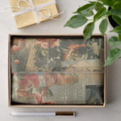 Rustieke krant Patchwork Collage (2) Tissuepapier (Geschenk)