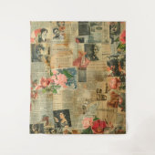 Rustieke krant Patchwork Collage (2) Wandkleed (Voorkant)