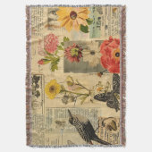 Rustieke krant Patchwork Collage (3) Deken (Voorkant Verticaal)