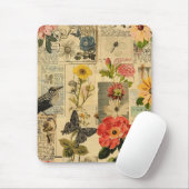 Rustieke  krant Patchwork Collage (3) Muismat (Met muis)