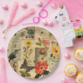 Rustieke  krant Patchwork Collage (3) Papieren Bordje (Feest)