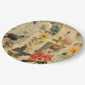 Rustieke  krant Patchwork Collage (3) Papieren Bordje (Gekanteld)