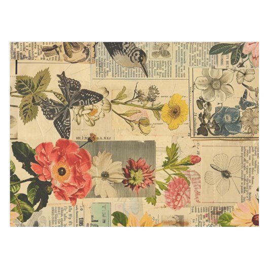Rustieke  krant Patchwork Collage (3) Tafelkleed (Voorkant (Horizontaal))
