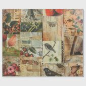 Rustieke  krant Patchwork Collage (4) Cadeaupapier (Vlak)