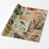 Rustieke  krant Patchwork Collage (4) Cadeaupapier (Uitgerold)
