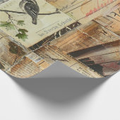 Rustieke  krant Patchwork Collage (4) Cadeaupapier (Hoek)