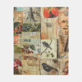 Rustieke krant Patchwork Collage (4) Fleece Deken (Voorkant)