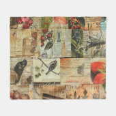 Rustieke krant Patchwork Collage (4) Fleece Deken (Voorkant (Horizontaal))