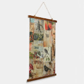 Rustieke  krant Patchwork Collage (4) Hangend Wandkleed (Gebogen)