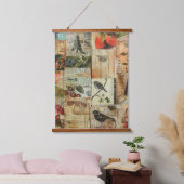 Rustieke krant Patchwork Collage (4) Hangend Wandkleed (Slaapkamer)