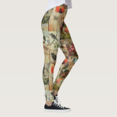 Rustieke krant Patchwork Collage (4) Leggings (Rechts)