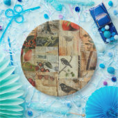 Rustieke  krant Patchwork Collage (4) Papieren Bordje (Feest)