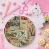 Rustieke  krant Patchwork Collage (4) Papieren Bordje (Feest)