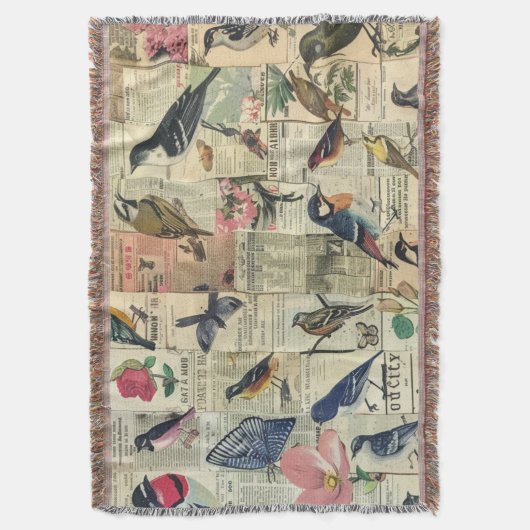 Rustieke  krant Patchwork Collage (5) Deken (Voorkant Verticaal)