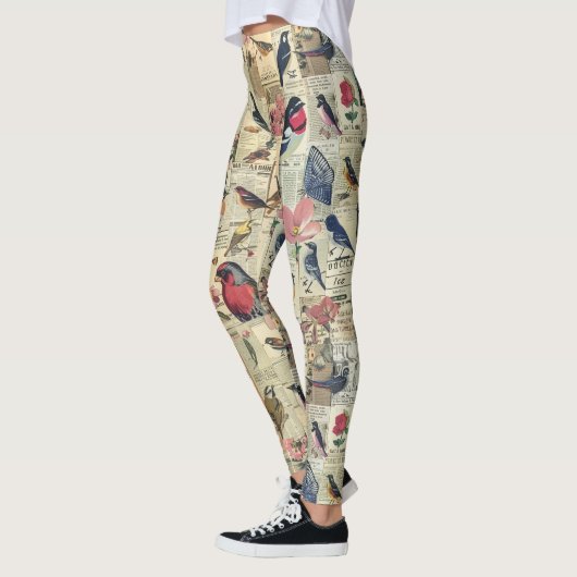 Rustieke krant Patchwork Collage (5) Leggings (Links)