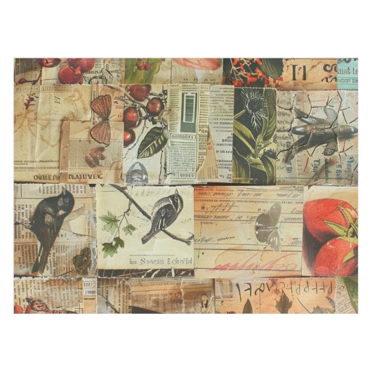 Rustieke  krant Patchwork Collage (5) Tafelkleed (Voorkant (Horizontaal))