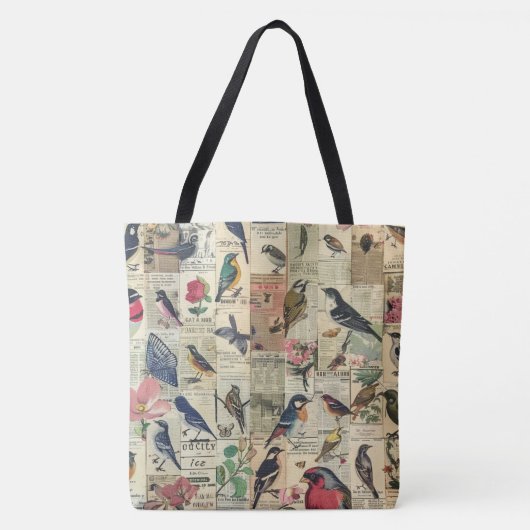 Rustieke  krant Patchwork Collage (5) Tote Bag (Voorkant)
