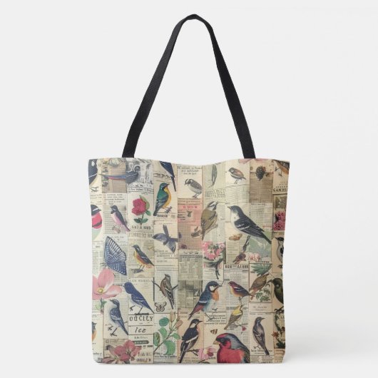 Rustieke  krant Patchwork Collage (5) Tote Bag (Achterkant)
