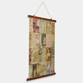 Rustieke  krant Patchwork Collage (6) Hangend Wandkleed (Gebogen)