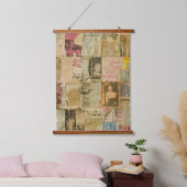 Rustieke krant Patchwork Collage (6) Hangend Wandkleed (Slaapkamer)