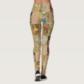 Rustieke krant Patchwork Collage (6) Leggings (Achterkant)