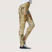 Rustieke krant Patchwork Collage (6) Leggings (Rechts)