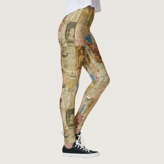 Rustieke krant Patchwork Collage (6) Leggings (Rechts)