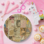 Rustieke krant Patchwork Collage (6) Papieren Bordje (Feest)
