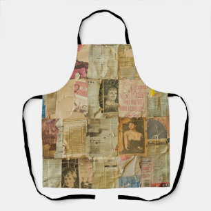 Rustieke krant Patchwork Collage (6) Schort