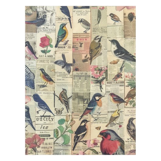 Rustieke krant Patchwork Collage (6) Tafelkleed (Voorkant)