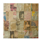 Rustieke krant Patchwork Collage (6) Tegeltje (Voorkant)
